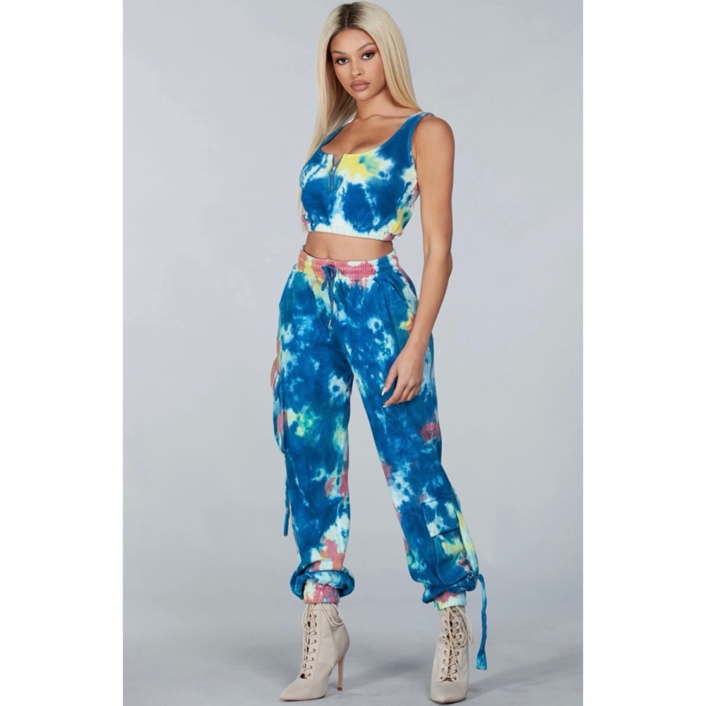 Ocean Breeze Blue Tie-Dye Jogger Set